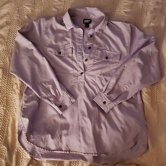 LL Bean lilac Long Sleeve Tunic Top size 14 - Picture 2 of 12